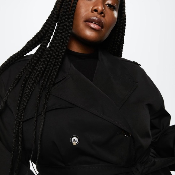 MANGO • Black Angela Trench Coat Winter Rain Jacket Work Classic - Picture 8 of 10